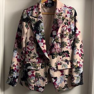 Parker Women's Blazer - Floral Black and Pink